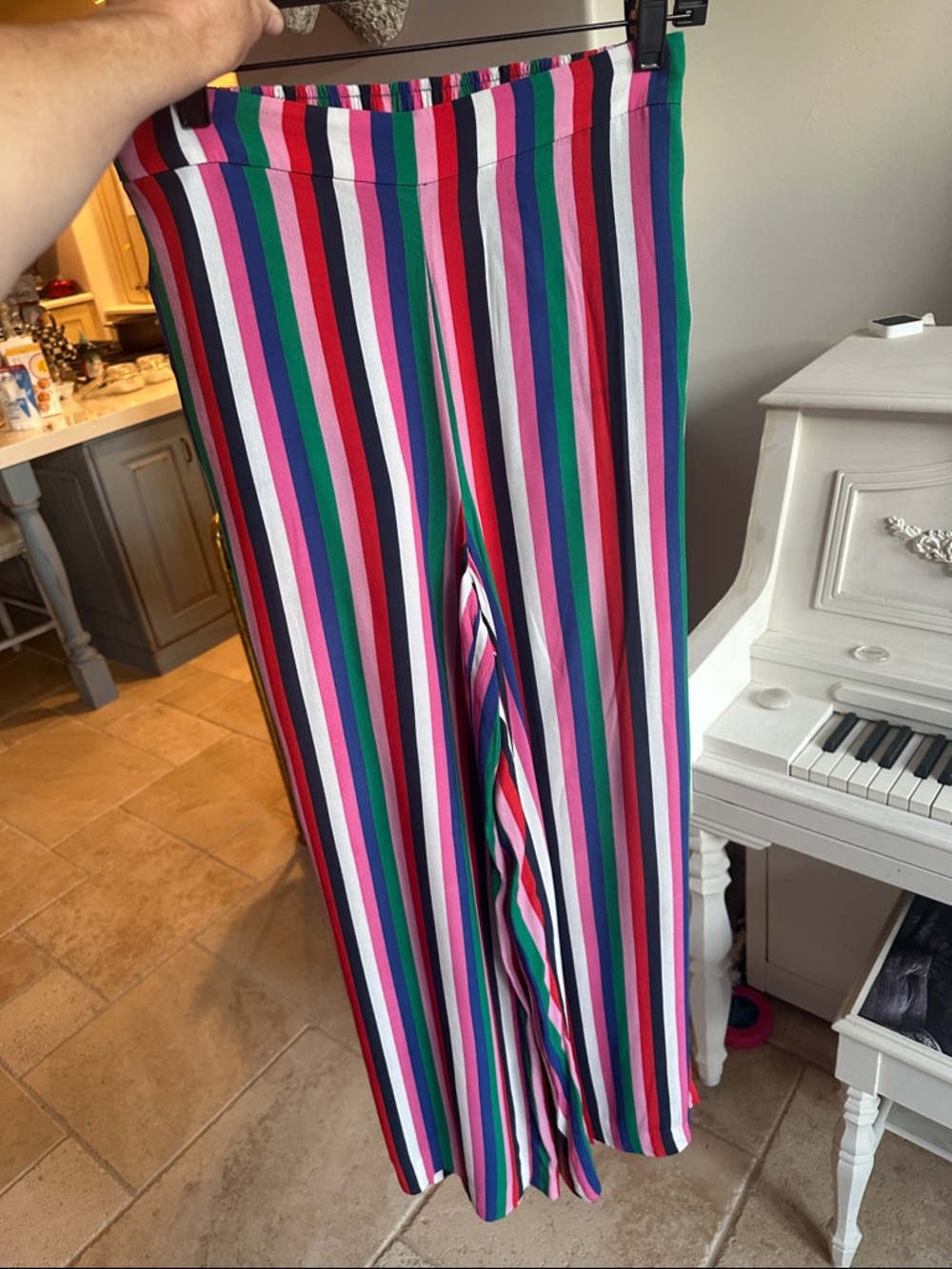 Boden Rainbow Stripe Wide Leg Pull-On Trousers - Picture 3 of 3